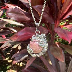 NEW Rhodonite Dragon Ball Necklace Rhodonite Dragon Ball Pendant